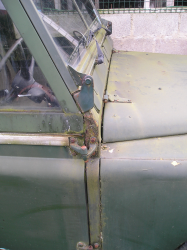 Close up view of bulkhead corrosion