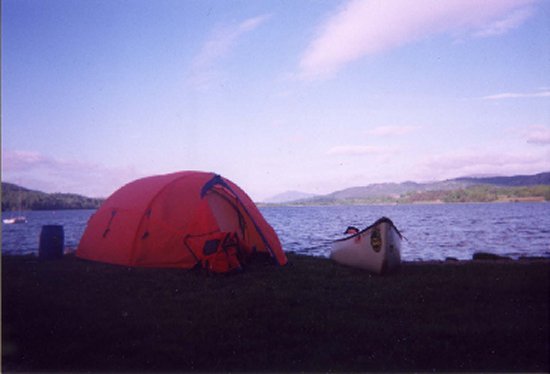 John Hands canoe & tent at Loch Insh
